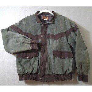 Vintage Wrangler Workwear Jacket L Blanket Lined Barn Chore Coat Green Canvas